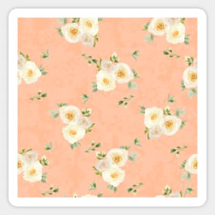 White Roses on Peach Fuzz Abstract Floral Sticker